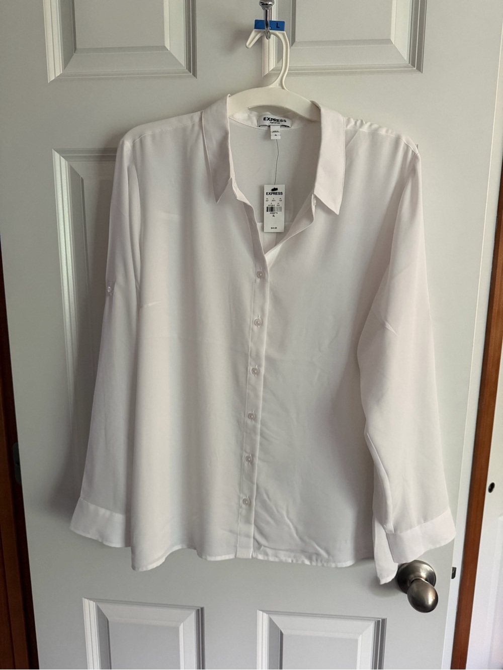Express White Collared Portofino Button-Front Shirt NWT